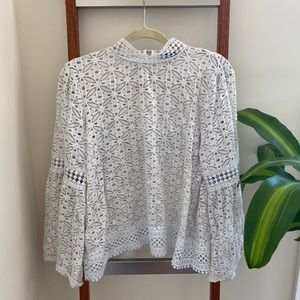 Cable & Gauge White Lace Blouse